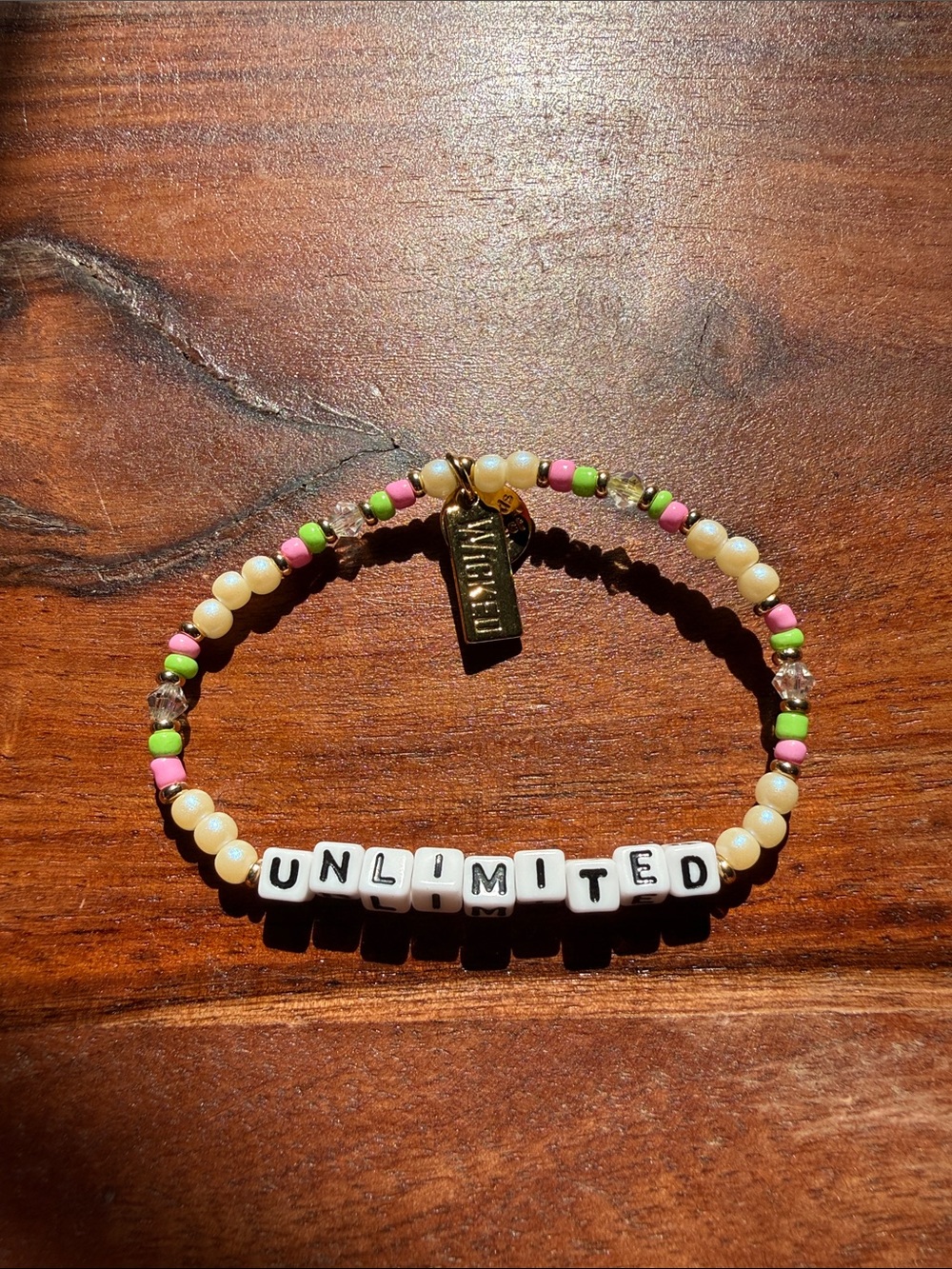 UNLIMITED Beaded Stretch Bracelet - Pink, Green & Pearl Accents